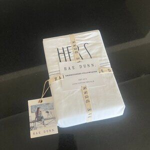 NWT Rae Dunn Hers/His Pillowcase Set